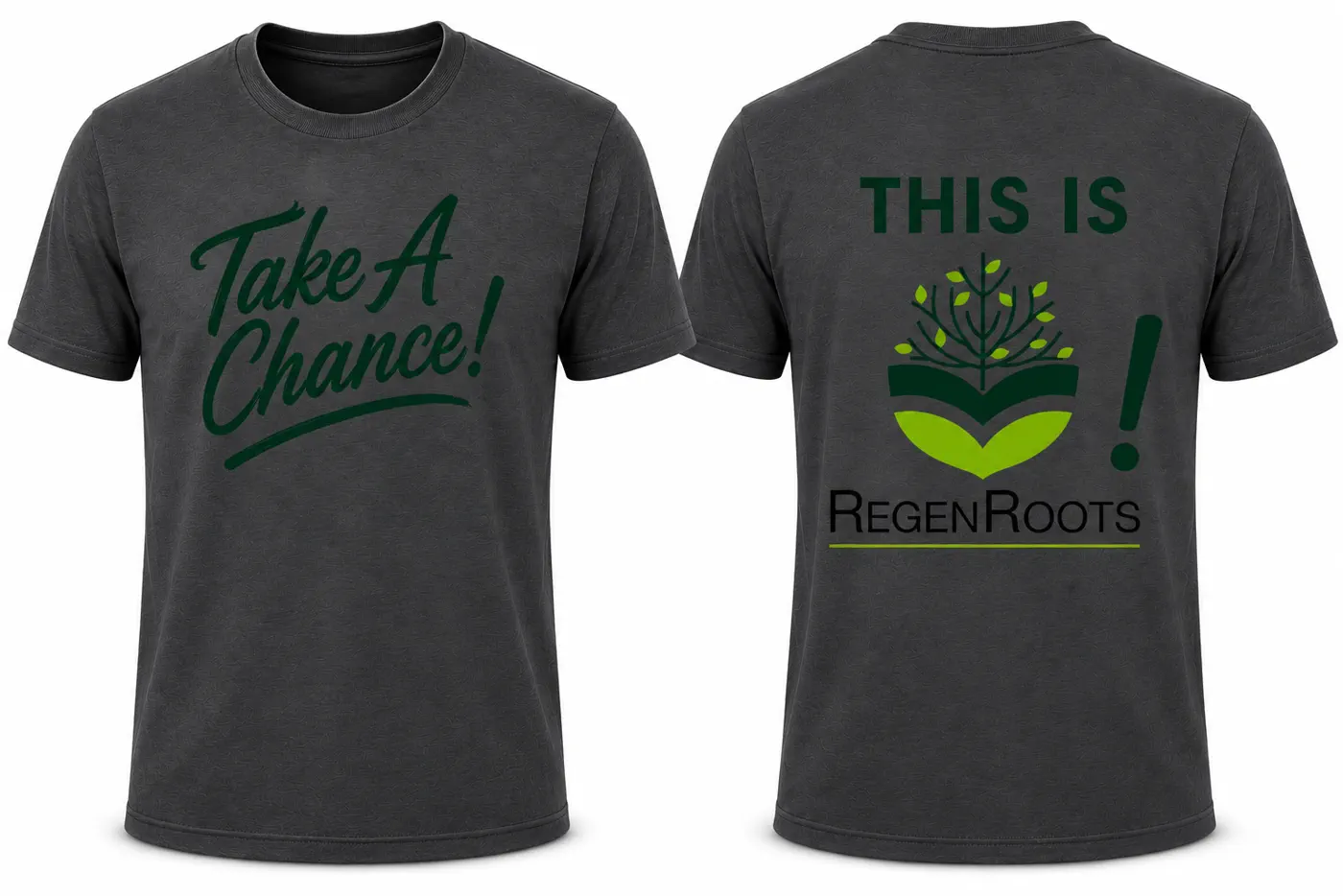 RegenRoots crew neck T-shirt with front and back design